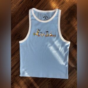 Aeropostale Light Blue Ribbed Tank with Disney Character Row